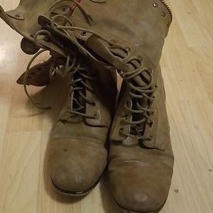 Brown combat boots